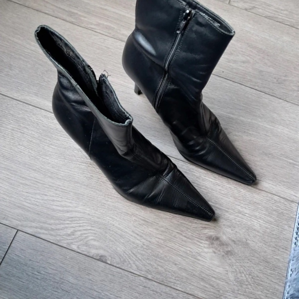 Boots Black Pointed Heeled Boots for Women
